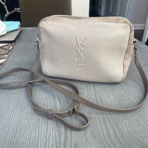 YVES SAINT LAURENT lou camera bag Suede Leather Gray